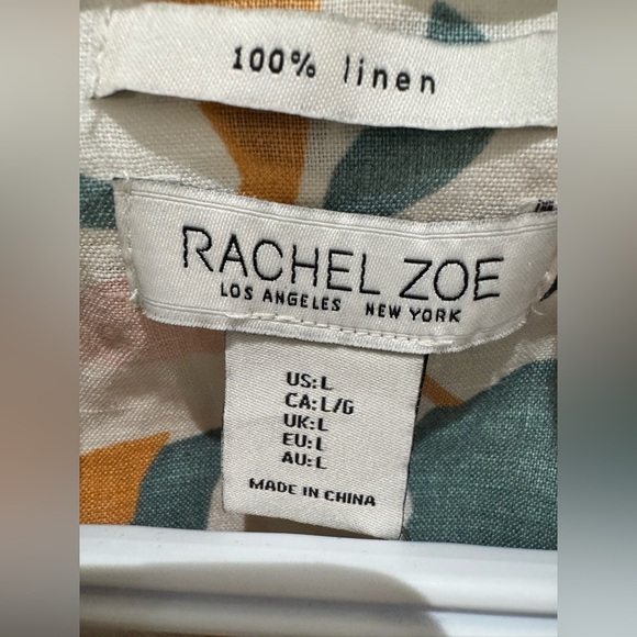 NWT Rachel Zoe 100% Linen Floral Boho Button Up Beach Wear Midi Shirt Dress - Picture 6 of 6